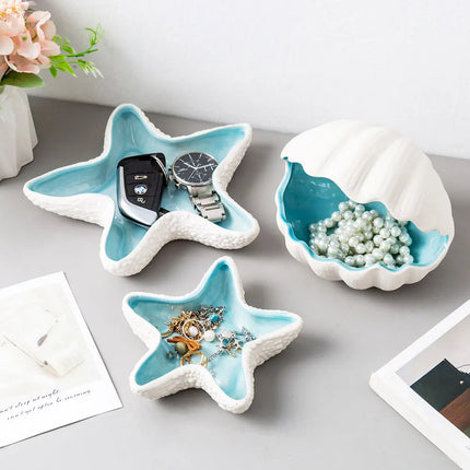 White Ceramic Shell Jewellery Tray