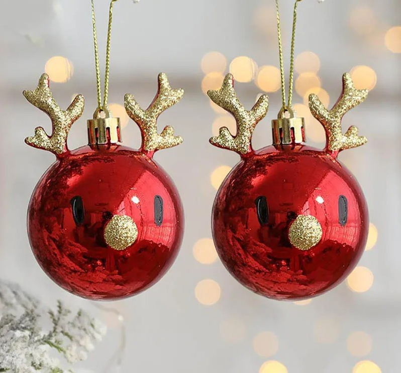 Reindeer Christmas Baubles Set of 2 Ornaments