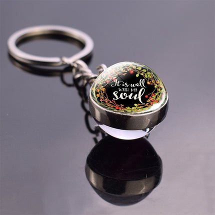 Christian Quote Alloy Ball Key Chain