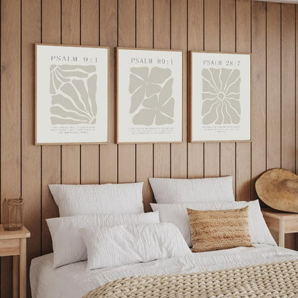 Light Neutral Psalm Floral Printed Wall Art