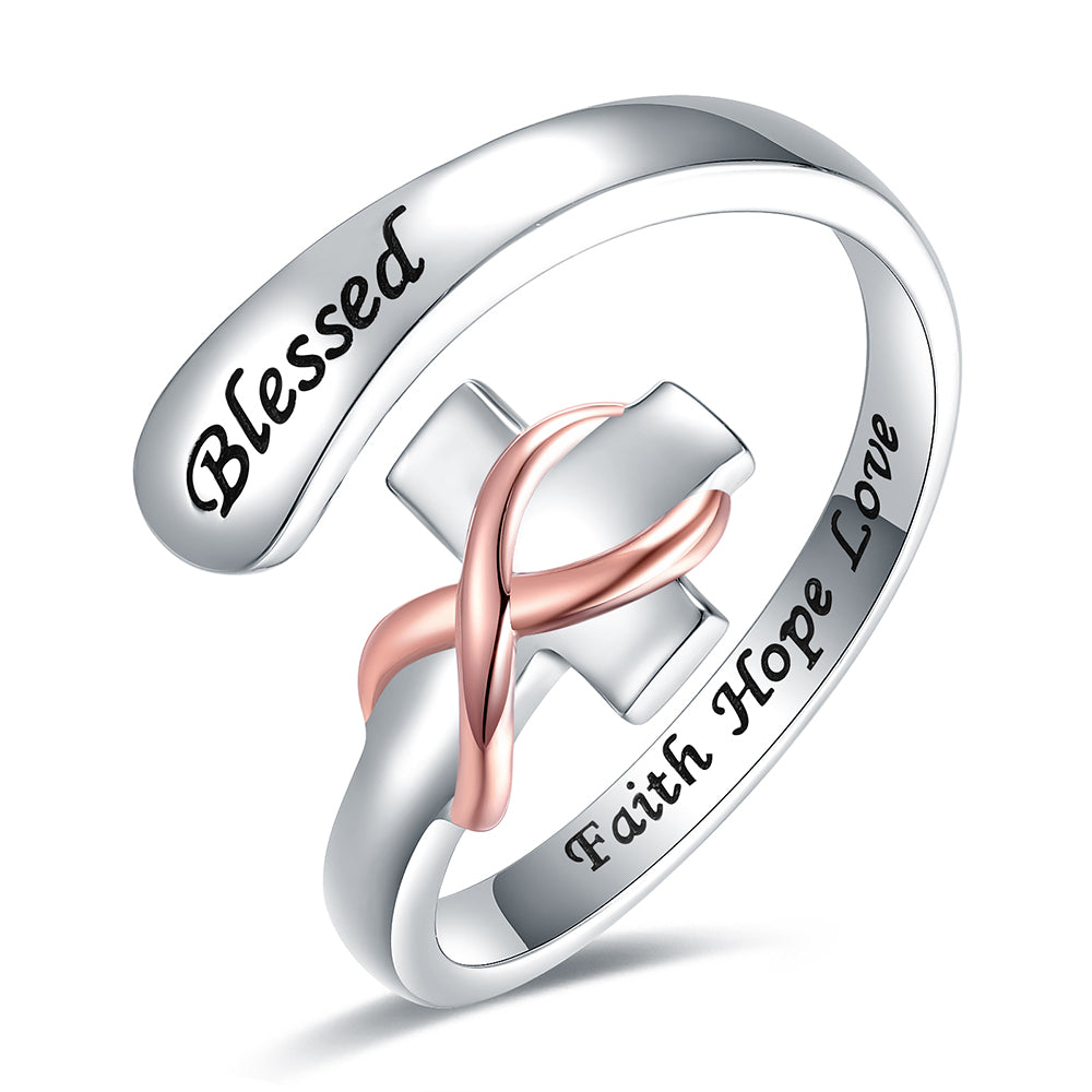 Christian Cross Sterling Silver Infinity Ring