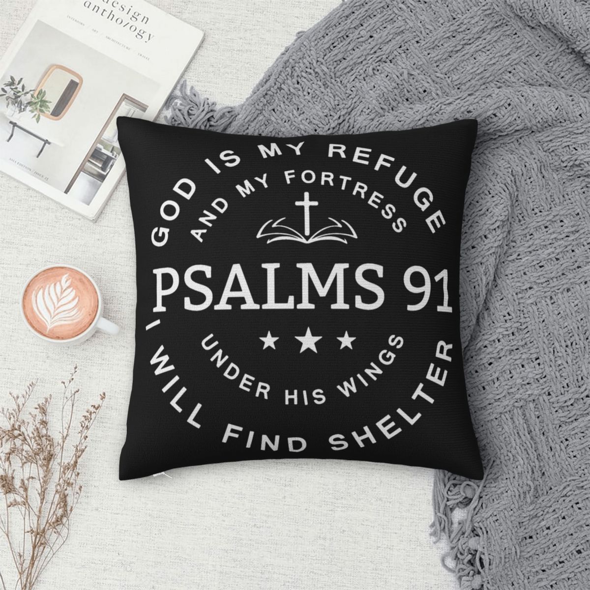 God is My Refuge Psalm 91 Cushion Cover