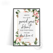 Bible Verse Floral Bordered Printed Wall Art