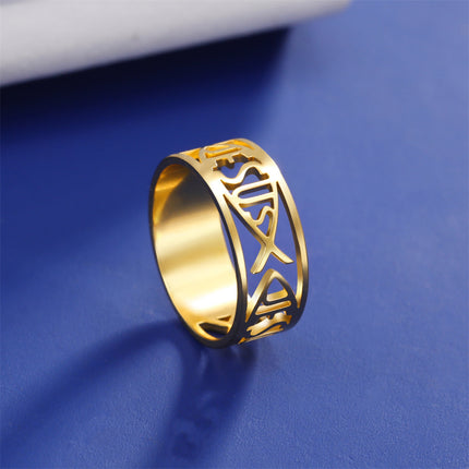 Jesus Stainless Steel Fish Ring