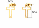 3 Pairs Christian Gold Cross Earrings Set