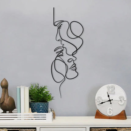 Abstract Faces Hanging Metal Wall Decoration