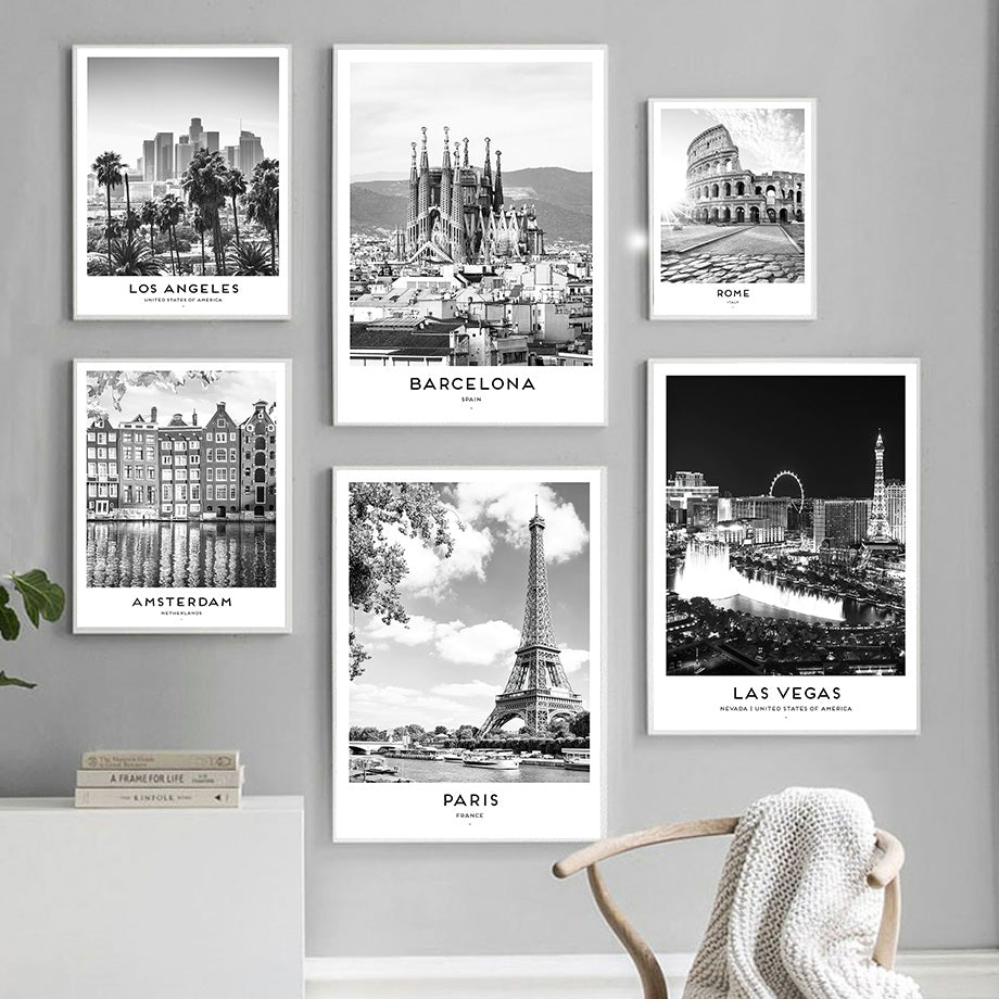 Black & White International Cities Printed Wall Art