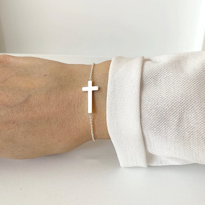 Stainless Steel Cross Pendant Plated Bracelet
