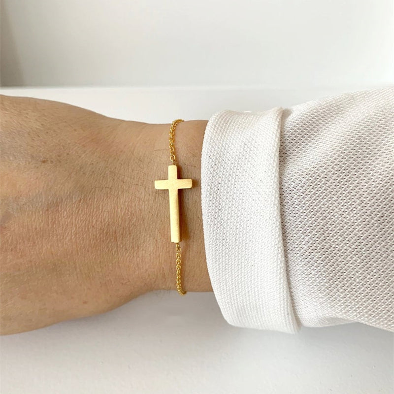 Stainless Steel Cross Pendant Plated Bracelet
