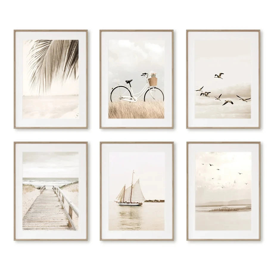 Beige Coastal Lifestyle Print Wall Art