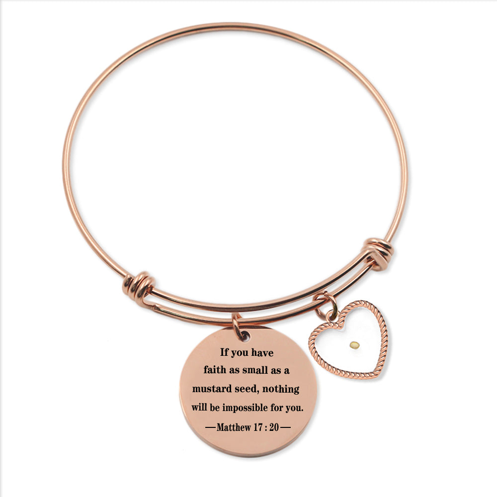 Matthew 17:20 Mustard Seed Heart Bangle