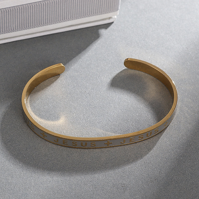 Gold Steel Cuff Bracelet