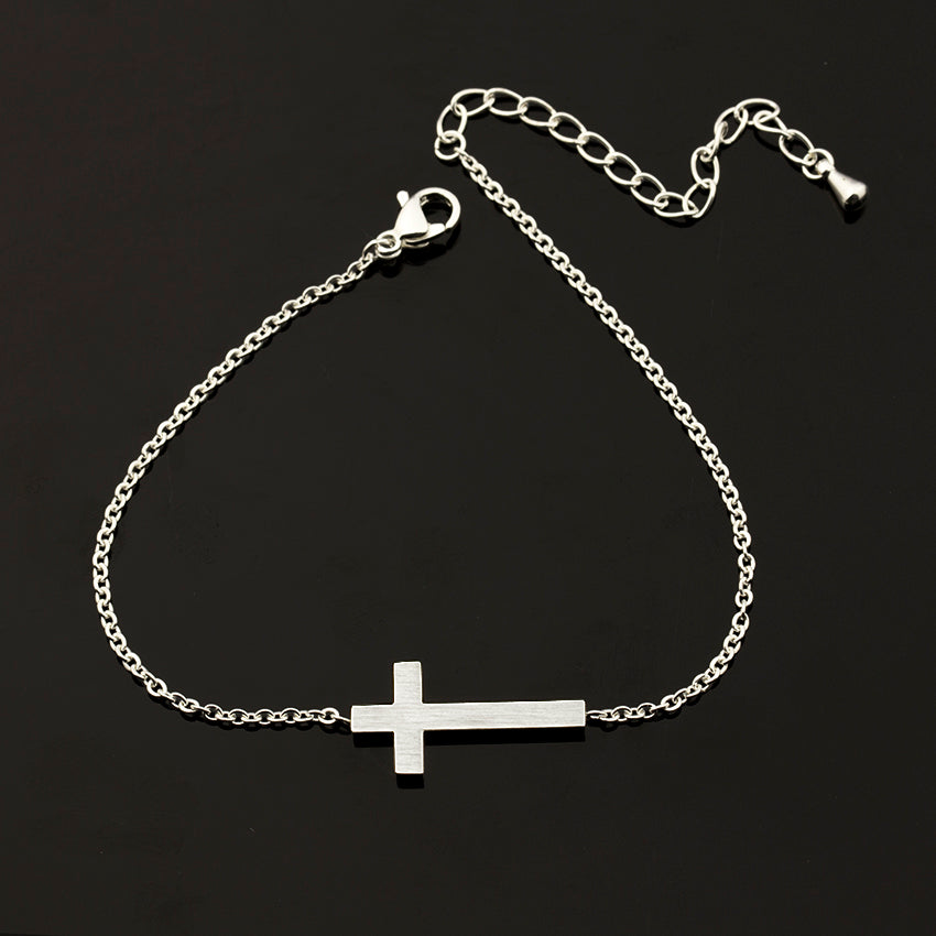 Stainless Steel Cross Pendant Plated Bracelet