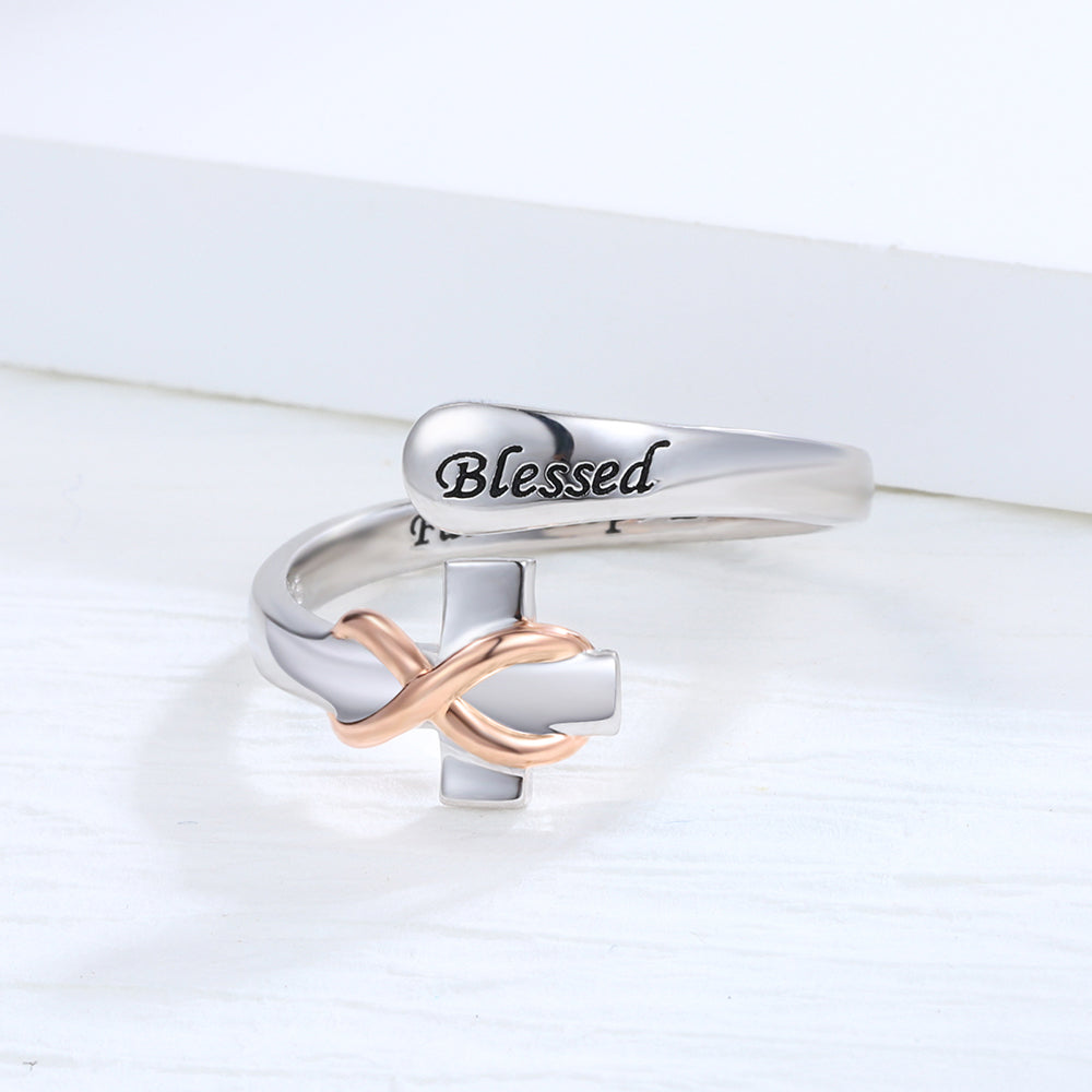 Christian Cross Sterling Silver Infinity Ring