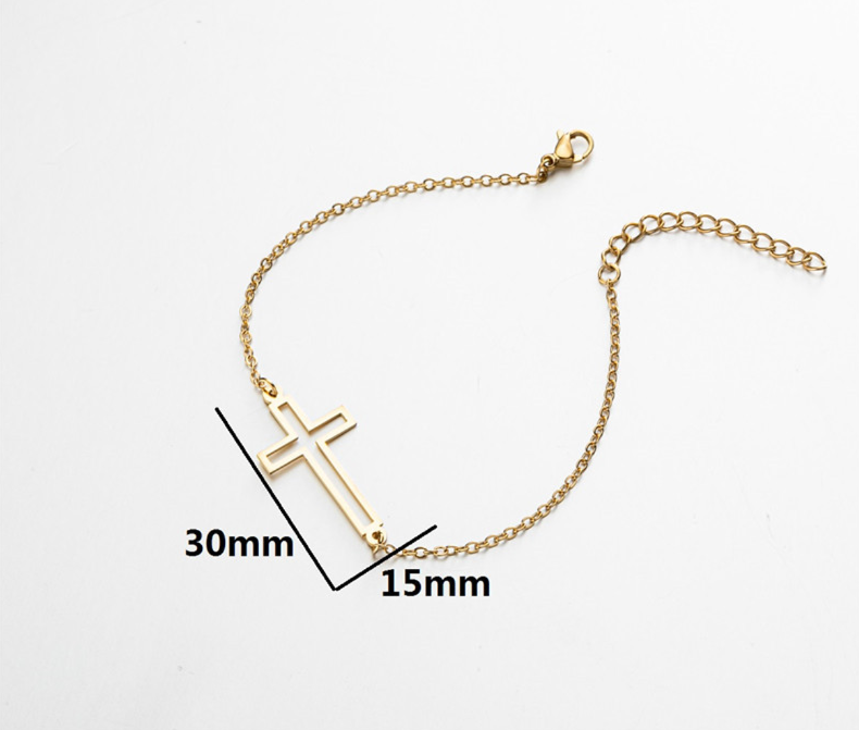 Hollow Gold Cross Pendant Bracelet