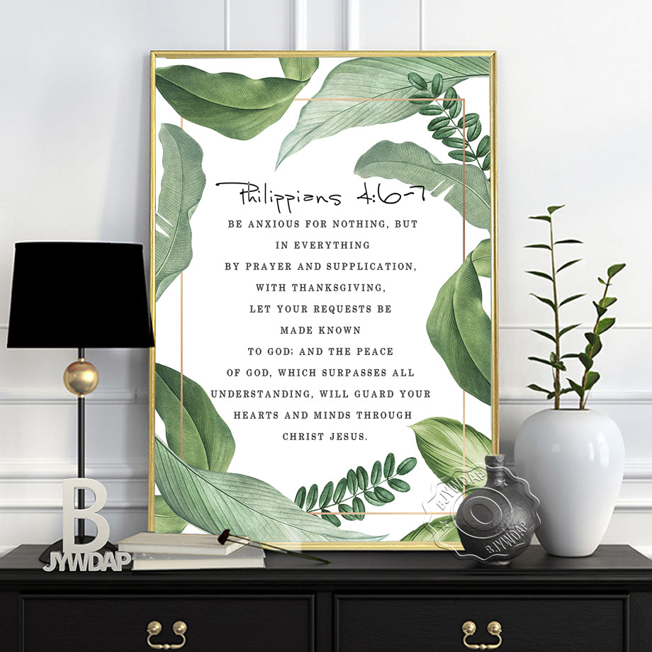 Bible Verse Floral Bordered Printed Wall Art