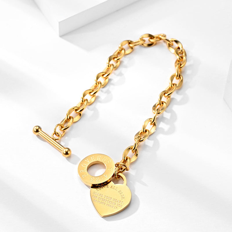 Proverbs Heart Tag Toggle Bracelet