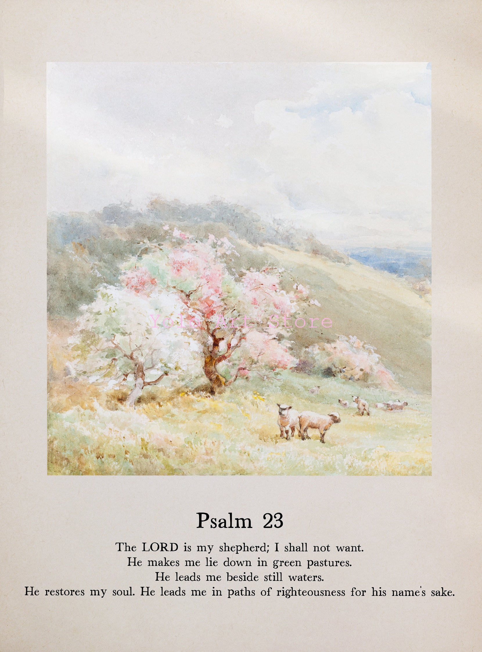 Psalm Water Colour Printed Wall Art