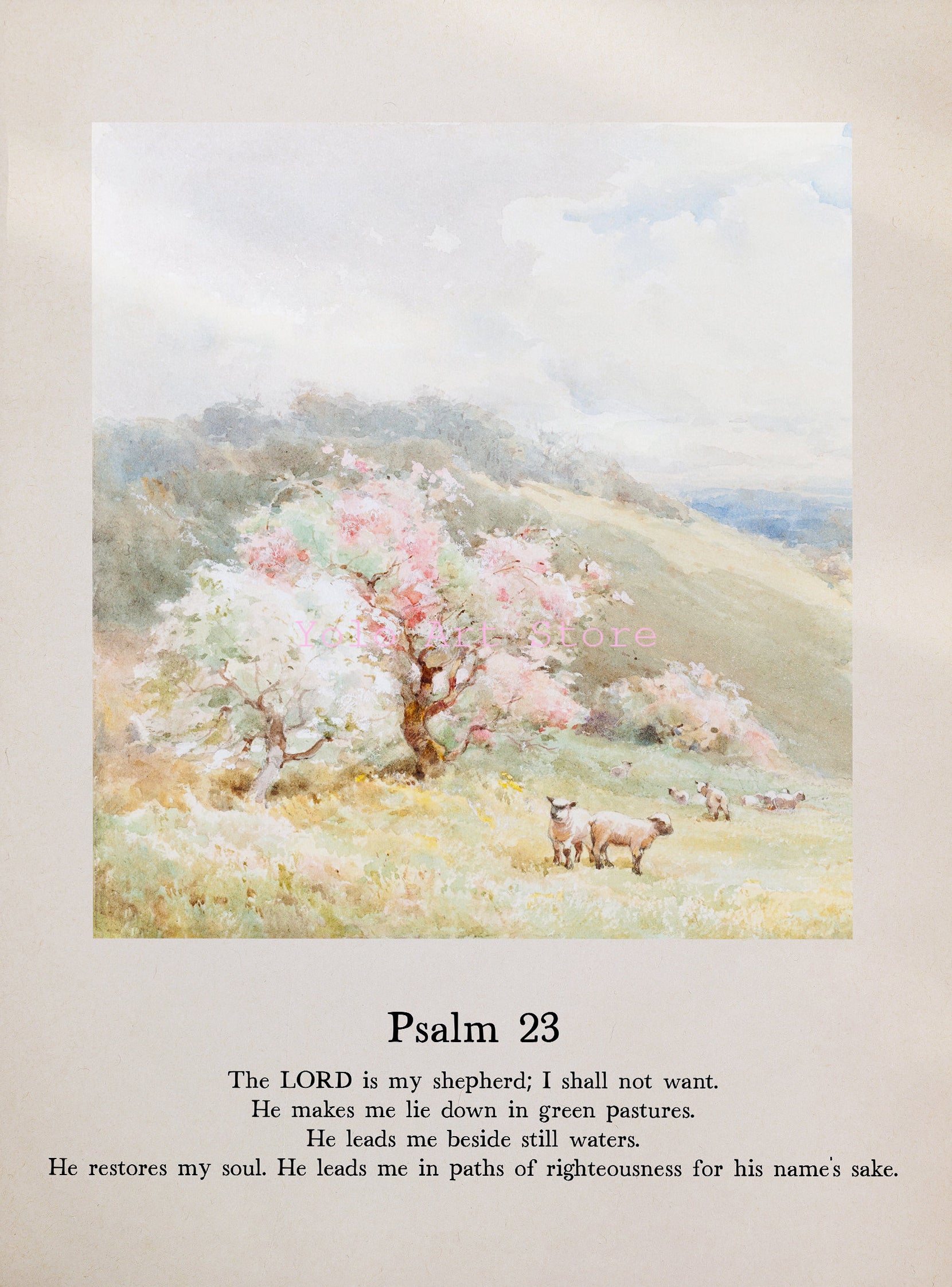 Psalms Water Painting Scripture Printed Wall Art