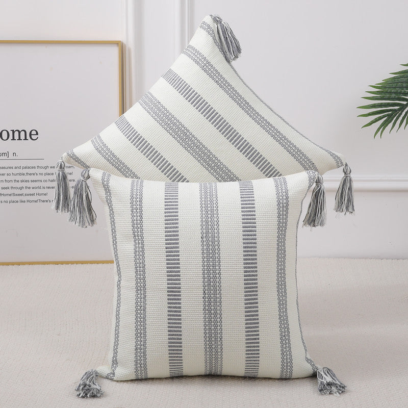 Olanly Striped Cotton Cushion Cover