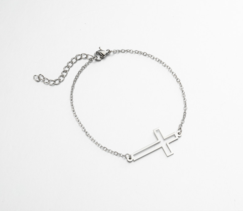 Hollow Gold Cross Pendant Bracelet