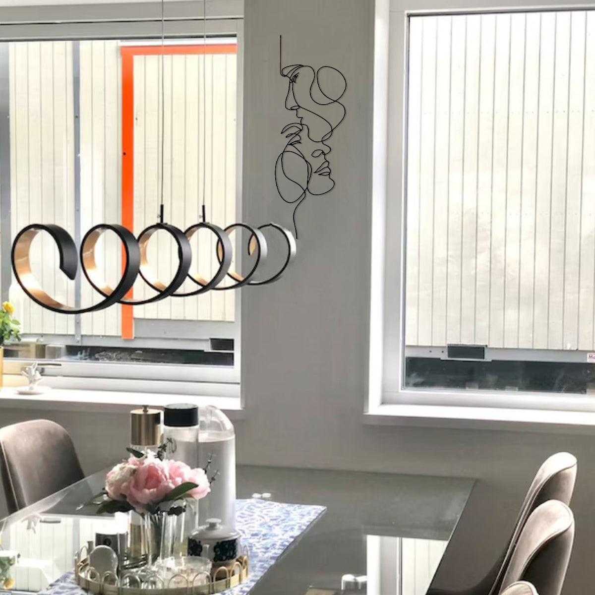 Abstract Faces Hanging Metal Wall Decoration