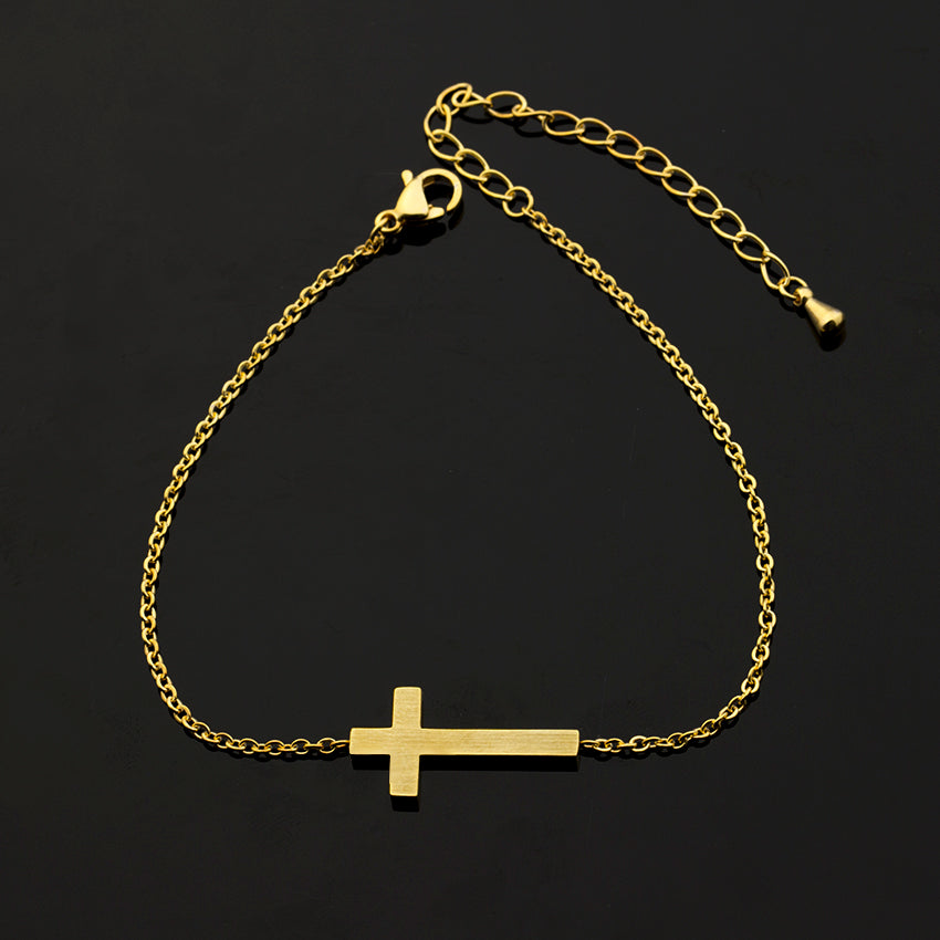 Stainless Steel Cross Pendant Plated Bracelet