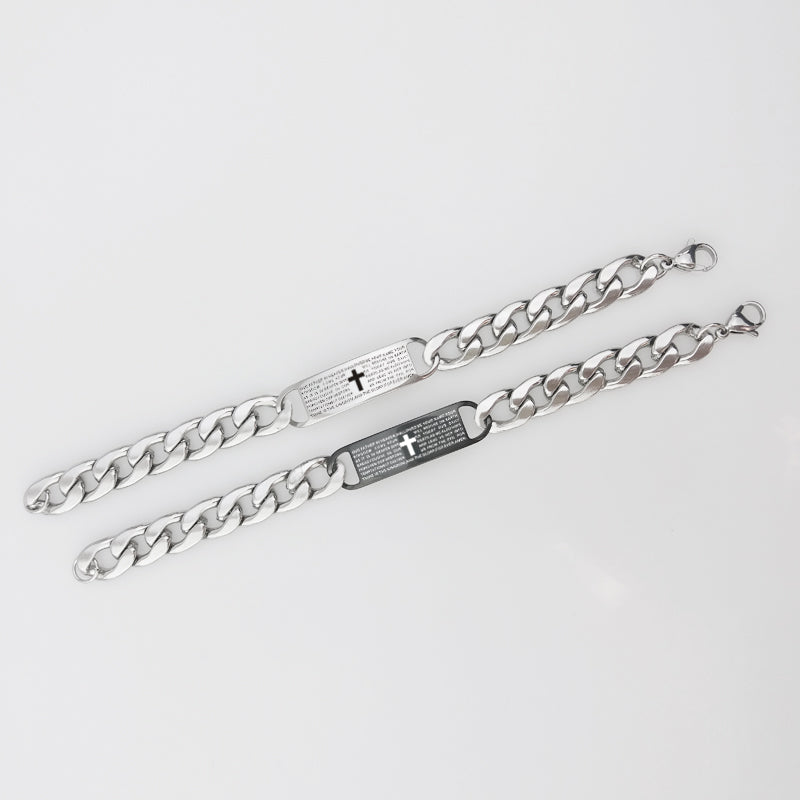Stainless Steel Scripture Engraved Bracelet