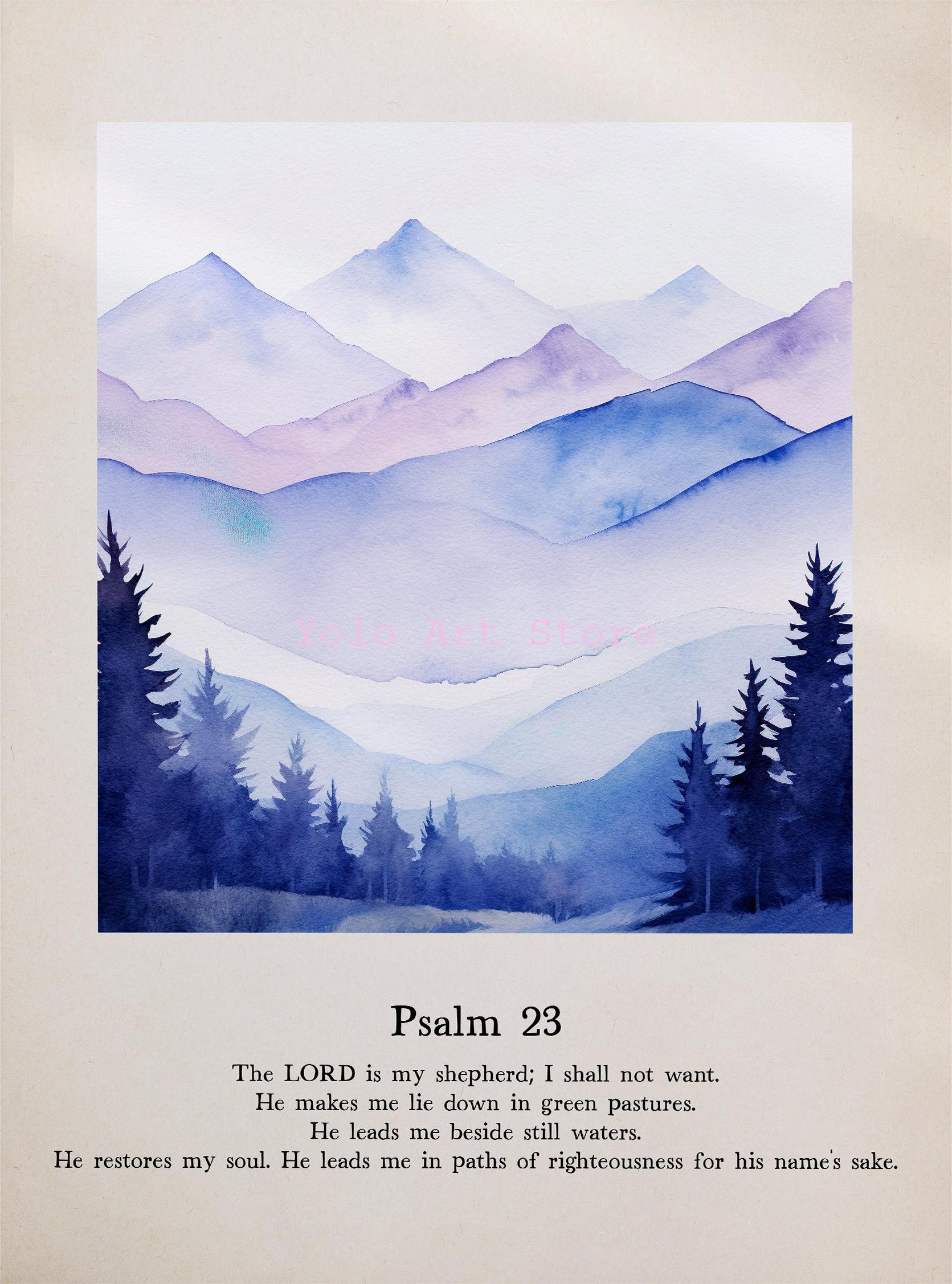 Psalm Water Colour Printed Wall Art