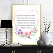 Bible Verse Floral Bordered Printed Wall Art