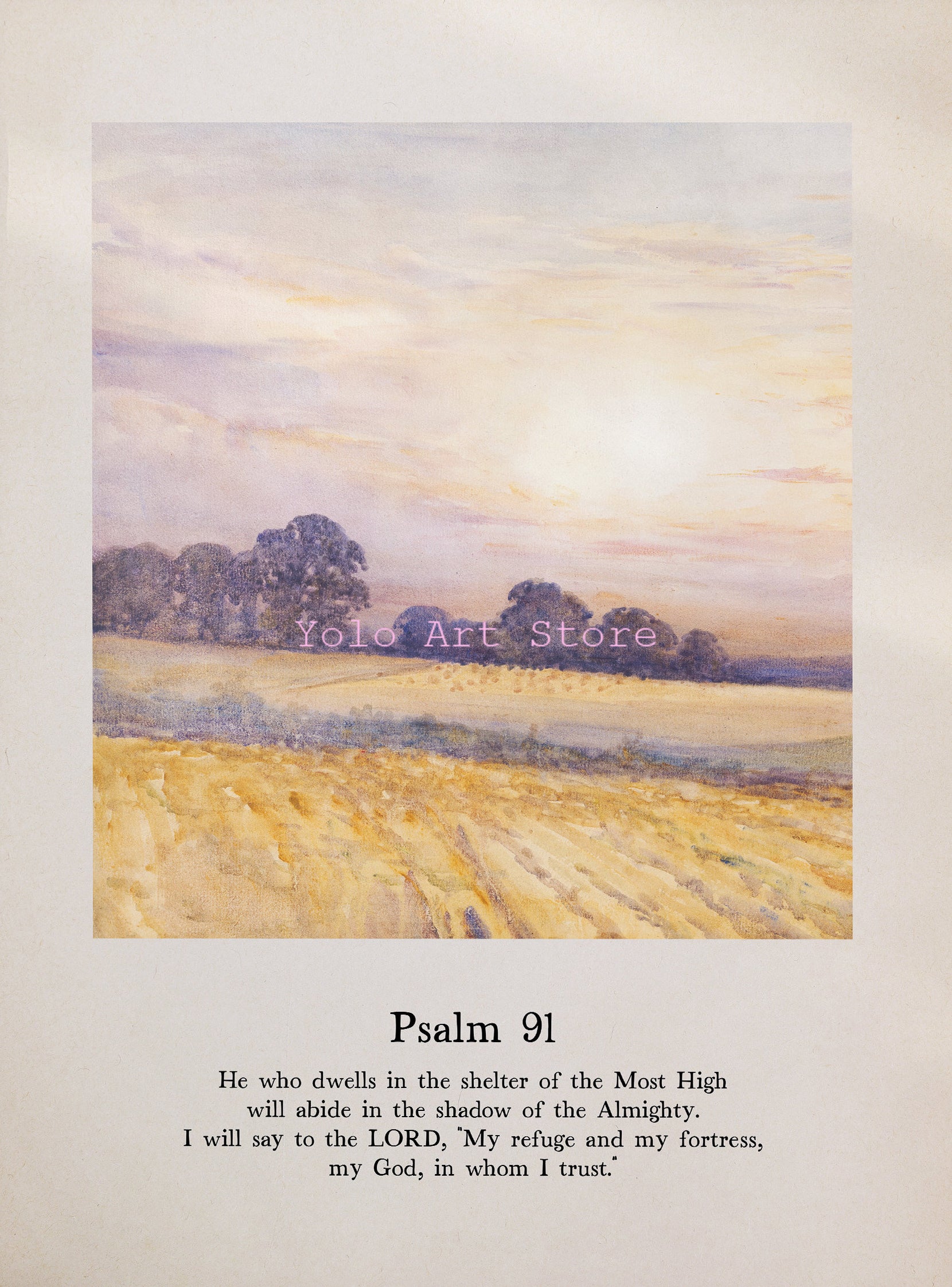 Psalms Water Painting Scripture Printed Wall Art