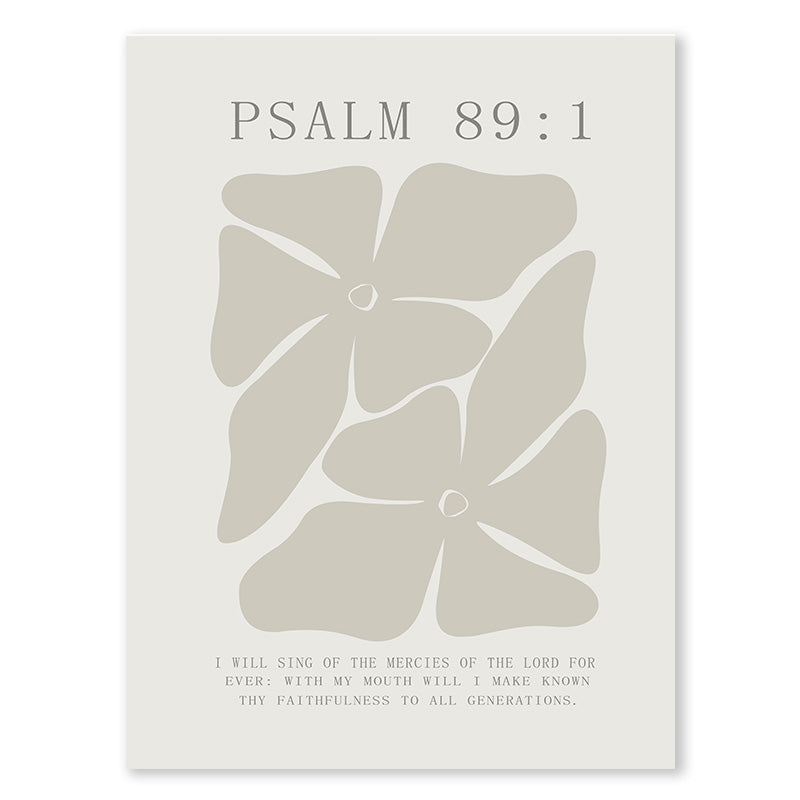 Light Neutral Psalm Floral Printed Wall Art