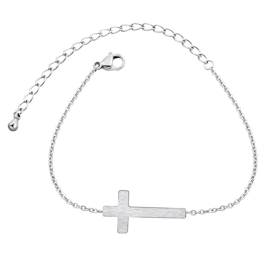 Stainless Steel Cross Pendant Plated Bracelet