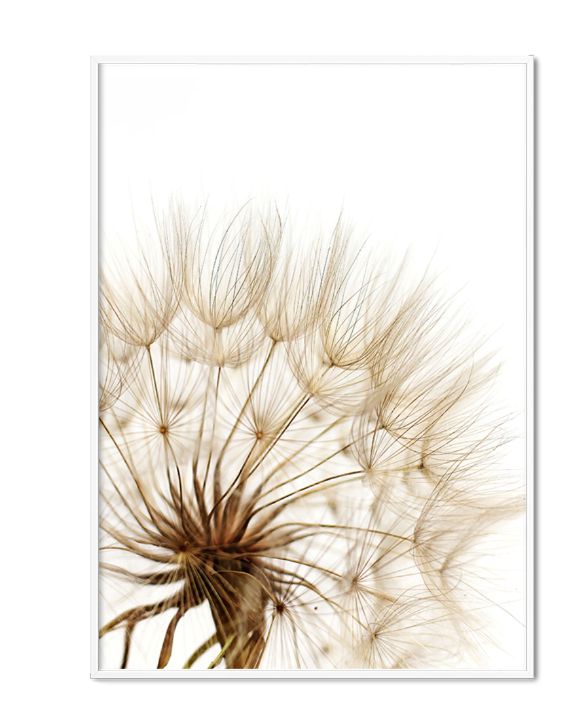 Beige Flower Reed Printed Wall Art