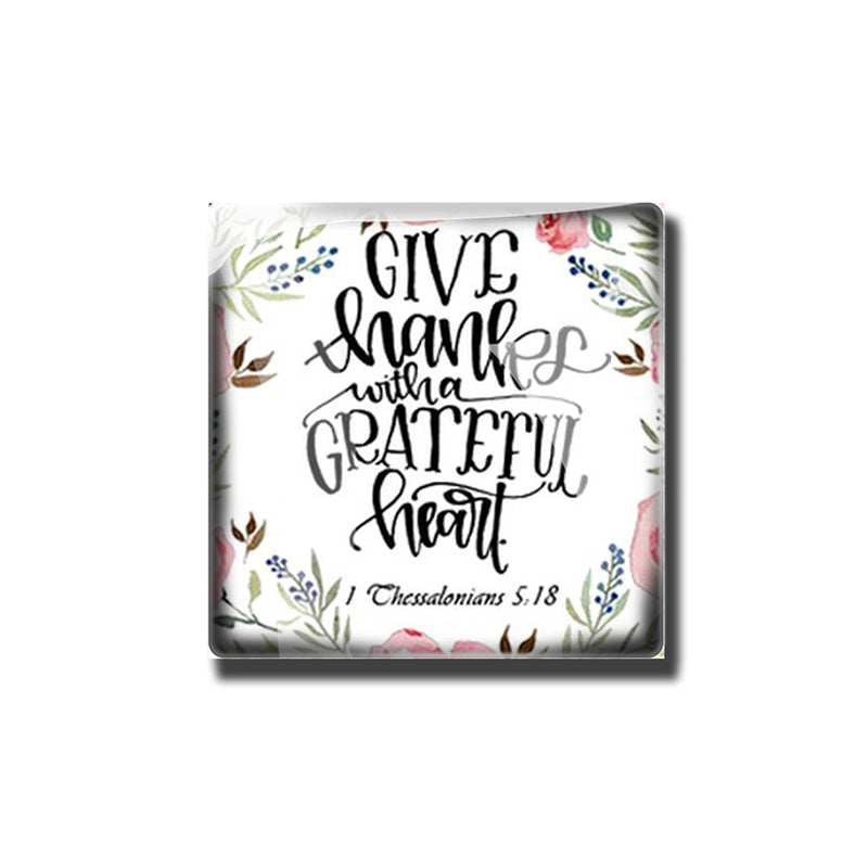 Bible Verse Floral Glass Dome Fridge Magnets