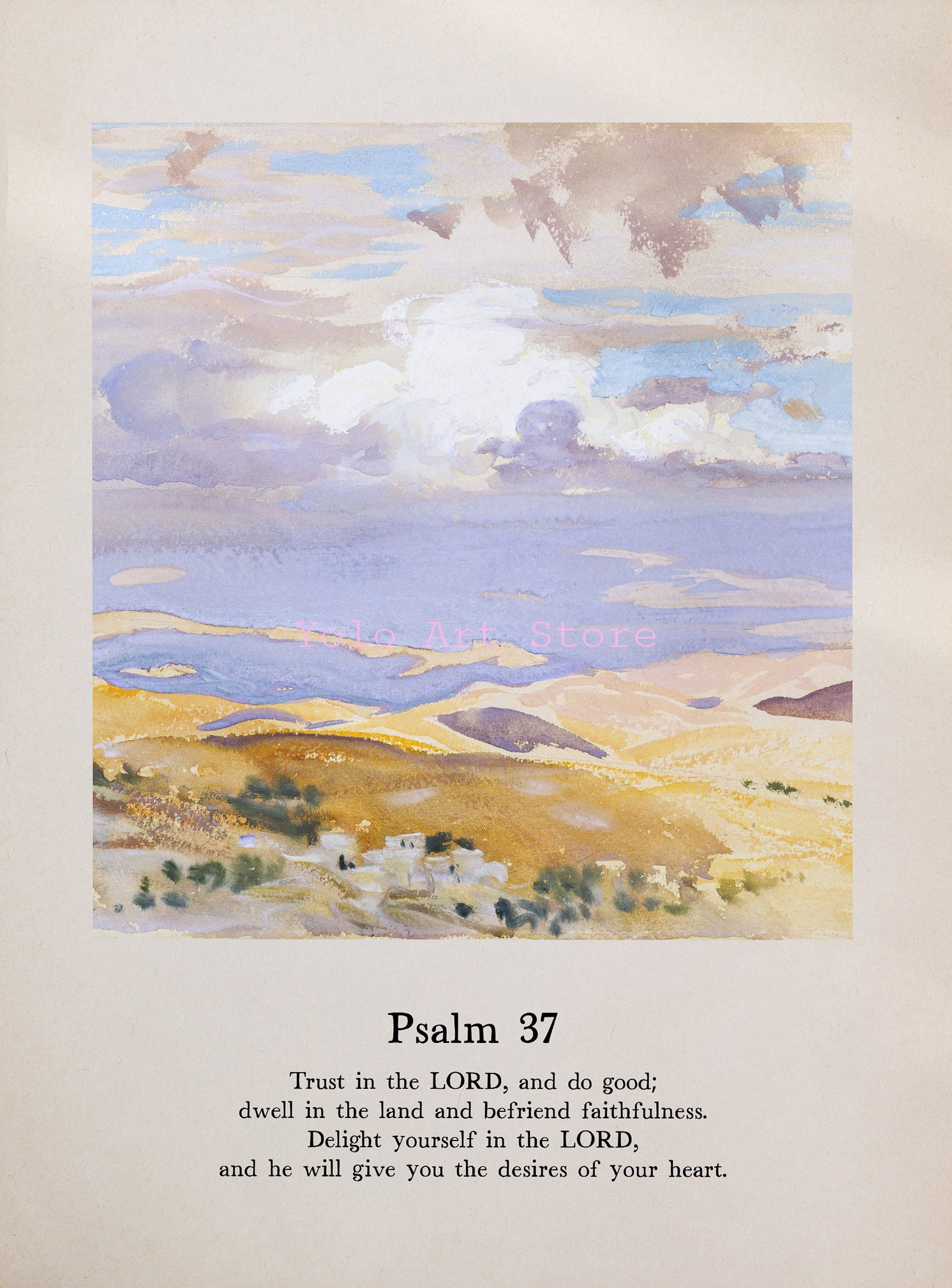 Psalm Water Colour Printed Wall Art