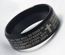 English Steel Cross Engraved Ring