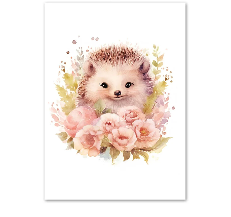 Floral Forest Animals Children's Printed Wall Art