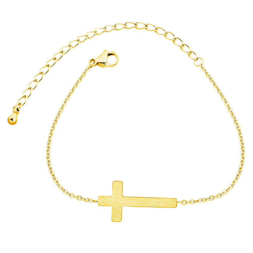 Stainless Steel Cross Pendant Plated Bracelet