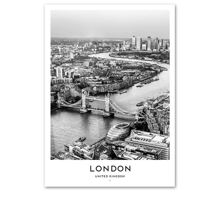 Black & White International Cities Printed Wall Art