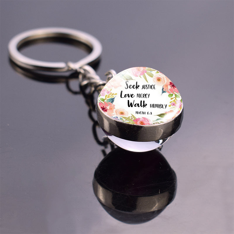 Christian Quote Alloy Ball Key Chain