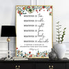 Bible Verse Floral Bordered Printed Wall Art