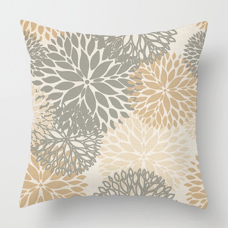 Geometric Light Brown Linen Patterned Cushion Cover