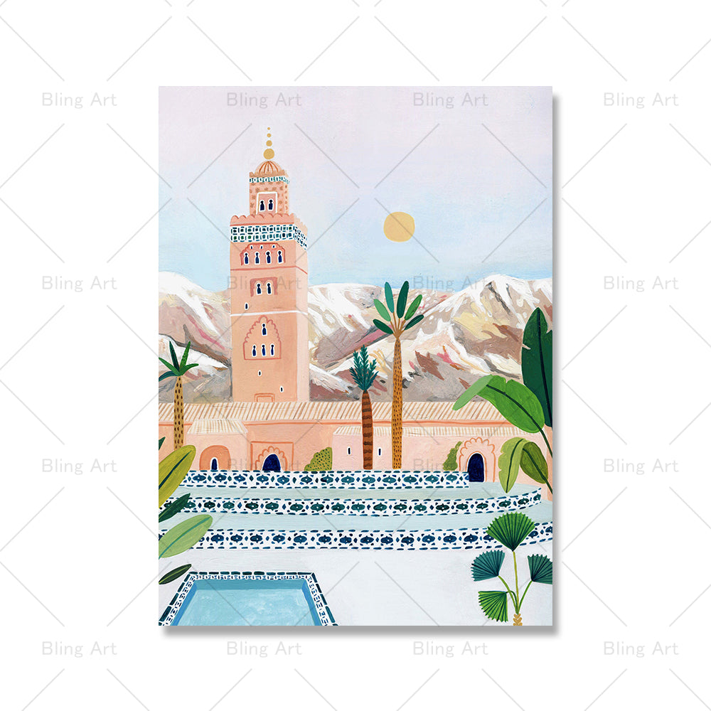 Painting Style City Travel Printed Wall Art