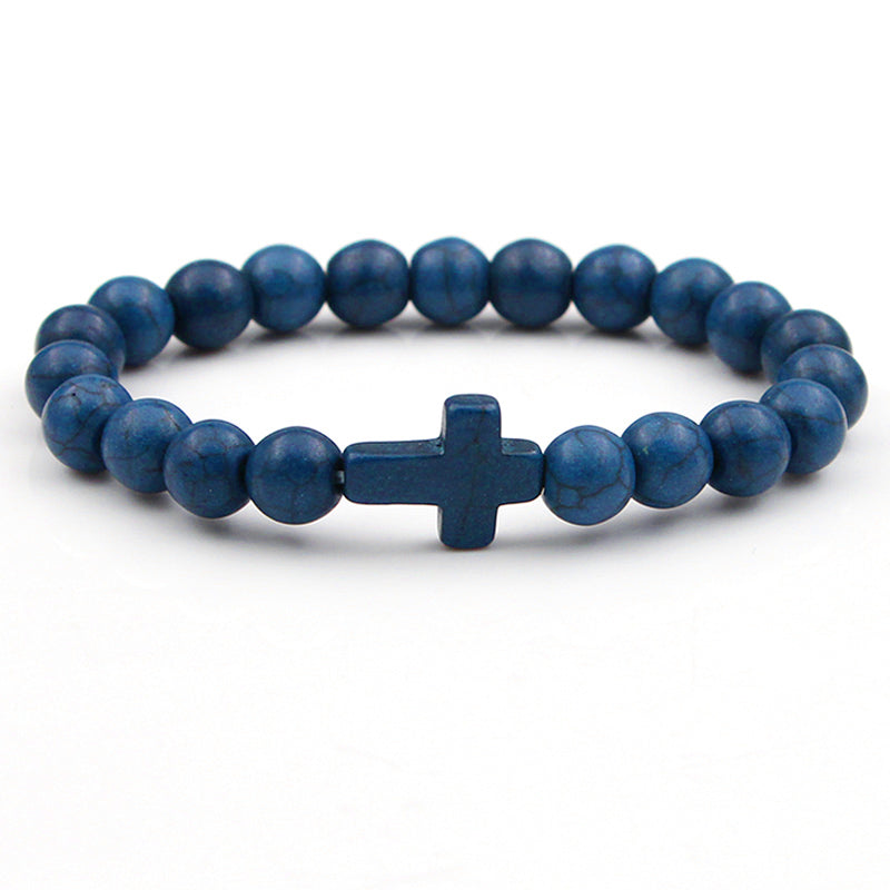 Solid Colour Beaded Cross Bracelet