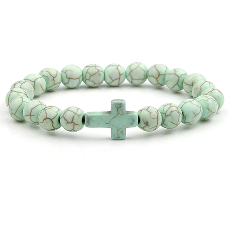 Solid Colour Beaded Cross Bracelet