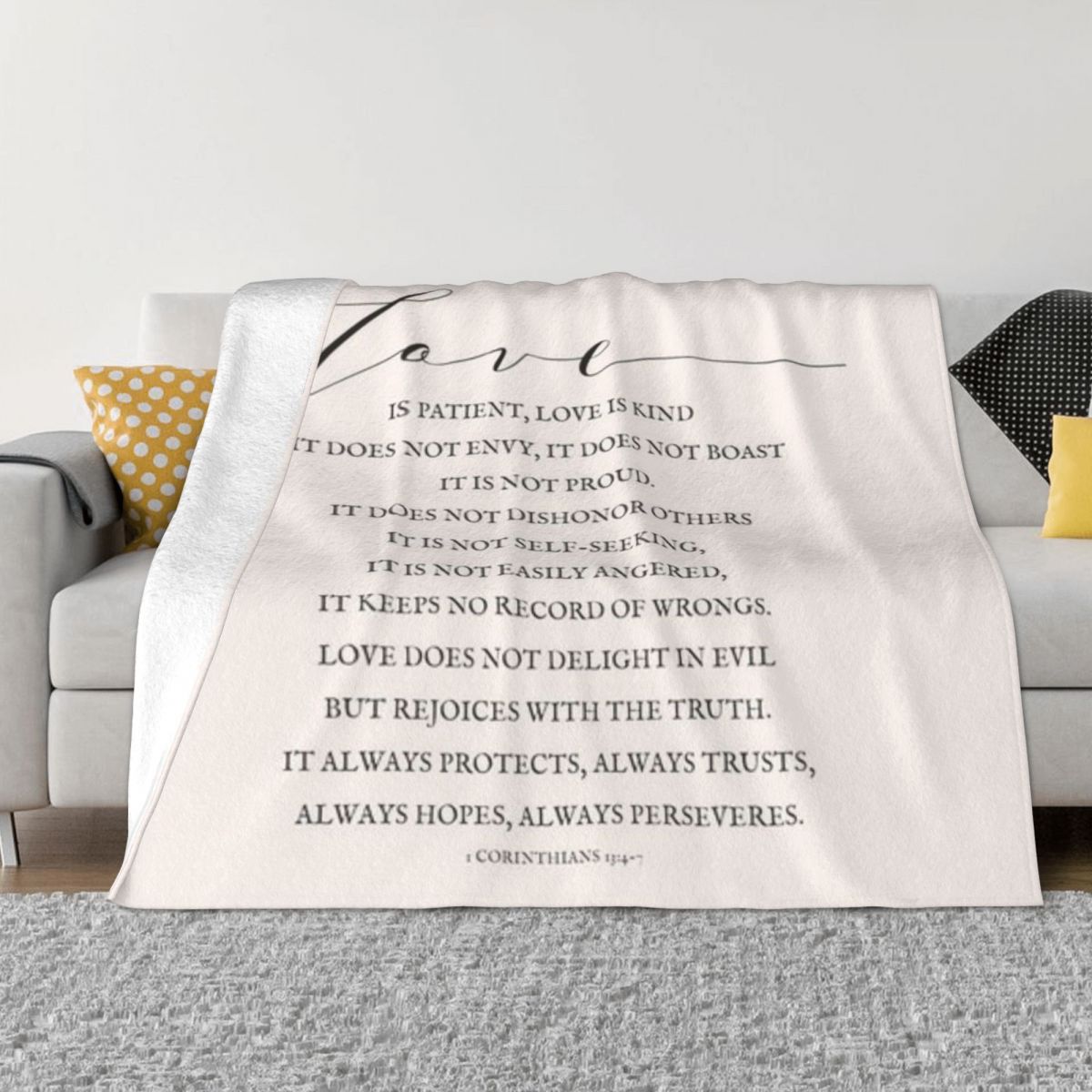 1 Corinthians 13 4:7 Bible Verse Fleece Blanket