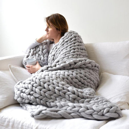Chunky Knit Wool Blanket