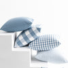 Blue and White Shade Checked and Striped Cushion Cases