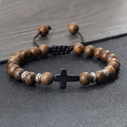 Natural Stone Beaded Cross Bracelets